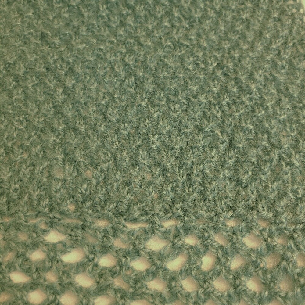 Handmade Knitted Green Retro Style Scarf With Handcrafted Colorful Flower Pin - Picture 9 of 11